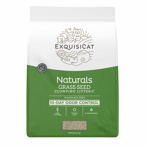 Exquisicat Unscented Low Dust Naturals Clumping Multi-Cat Grass Seed Cat Litter