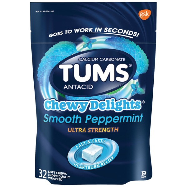 Tums Chewy Delights Smooth Peppermint Ultra Strength Antacid/Calcium