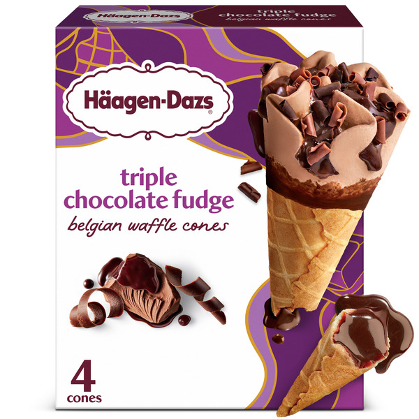 Häagen-Dazs Triple Chocolate Fudge Belgian Waffle Ice Cream Cone