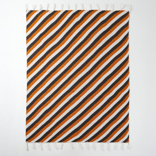 Ashland Striped Throw Blanket, 50 x 60 in - Black, White & Orange