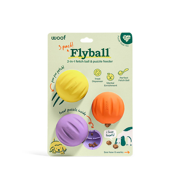 Woof Flyball Fetch Ball & Puzzle Dog 3 Piece Toy