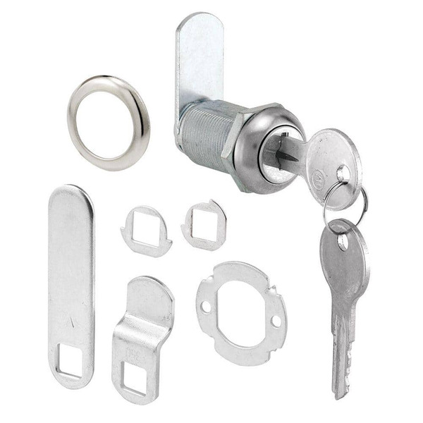 Prime-line Drawer And Cabinet Lock, 1-1/8 In., Diecast, Stainless Steel, 13/16 In. Max. Panel