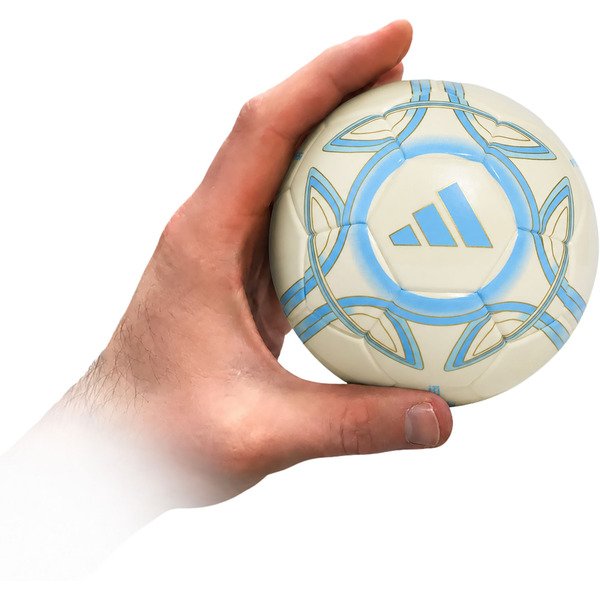 adidas Messi Mini Soccer Ball, Size 1 - Ivory & Semi Blue & Icey Blue