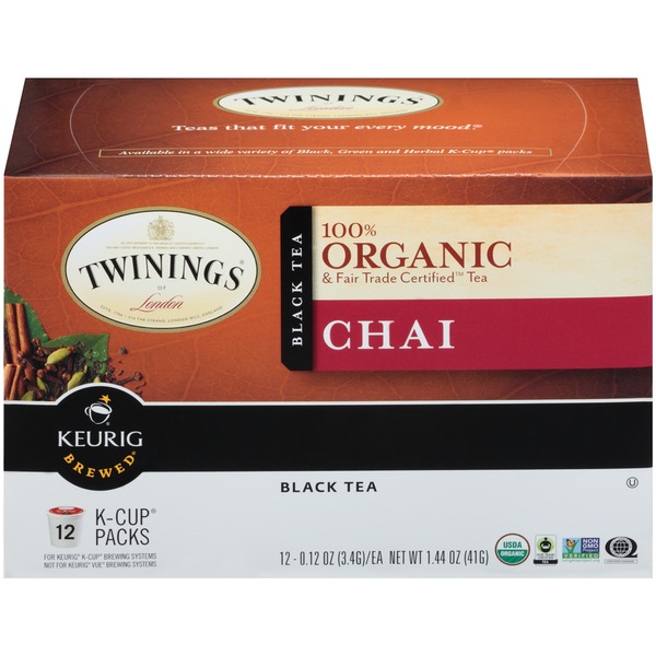 Twinings 100 Organic Chai Black Tea K Cup Pods 0 12 Oz Instacart