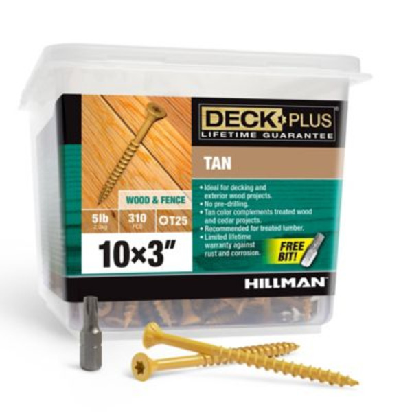 Hillman #10 x 3 in. Deck Plus Deck Screws, Tan, 310-Pack