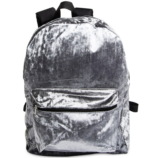 Metropack 16" x 12" Grey Crushed Velvet Backpack