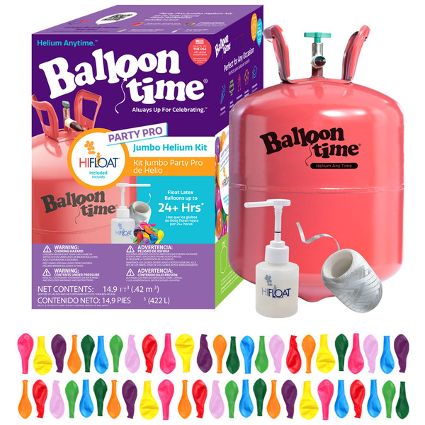 Balloon Time Jumbo Helium Tank Kit with HI-FLOAT