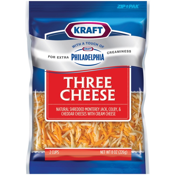Kraft Three Cheese W/Touch of Philadelphia Shredded Cheese (8 oz