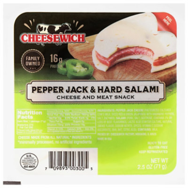 Cheesewich Pepper Jack & Hard Salami Cheese and Meat Snack