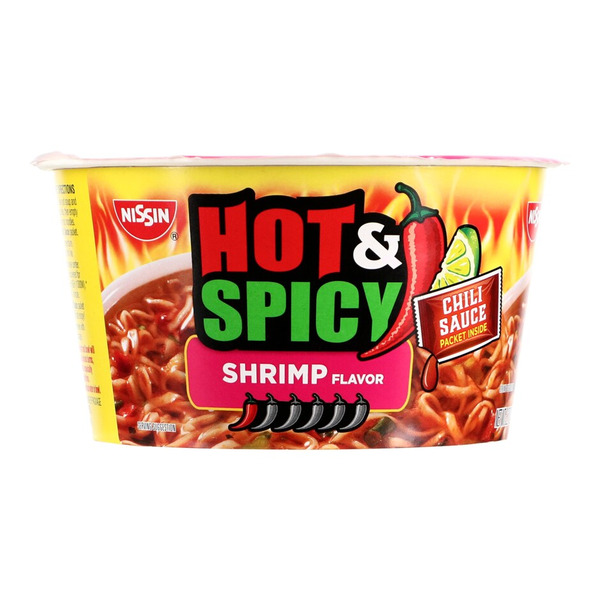 Nissin Hot & Spicy with Shrimp Ramen Noodle Soup Same-Day Delivery