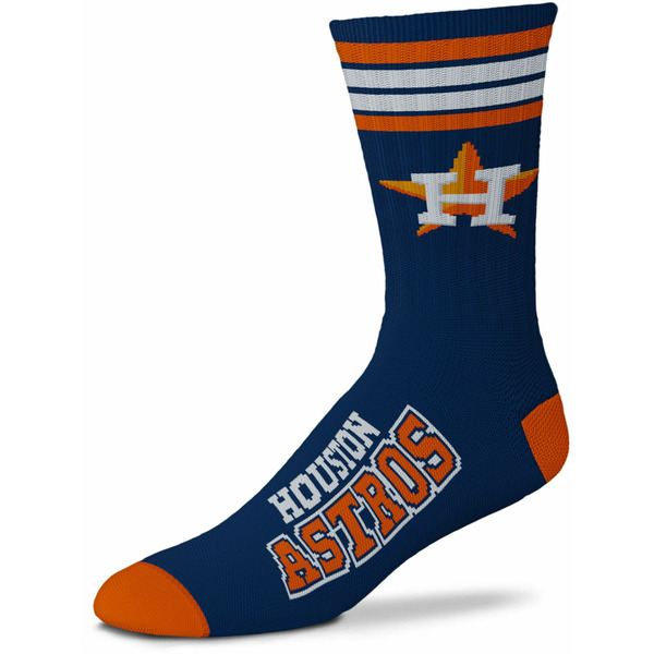 For Bare Feet Houston Astros 4 Stripe Deuce Crew Socks - Navy