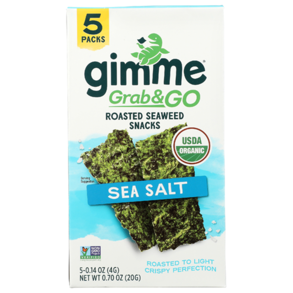 Gimme Health Foods Organic Sea Salt Grab & Go Roasted Seaweed Snacks 5 Pack