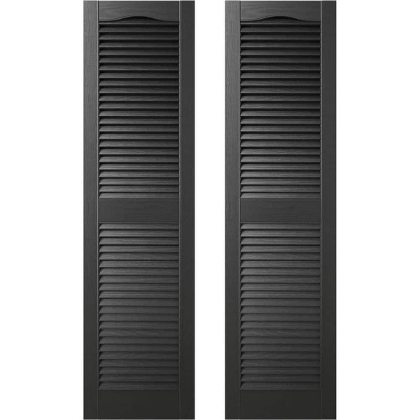Builders Edge 14.5 In. X 60 In. Louvered Vinyl Exterior Shutters Pair In Black