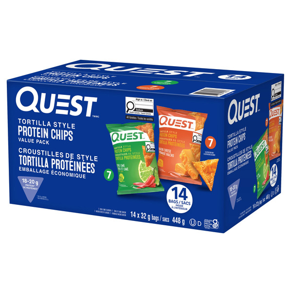 Nacho Cheese & Chili Lime Flavours Quest Tortilla Style Protein Chips