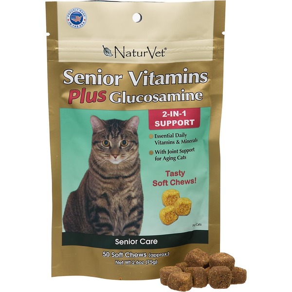 NaturVet Senior Cat Vitamins Plus Glucosamine (2.6 oz) Instacart