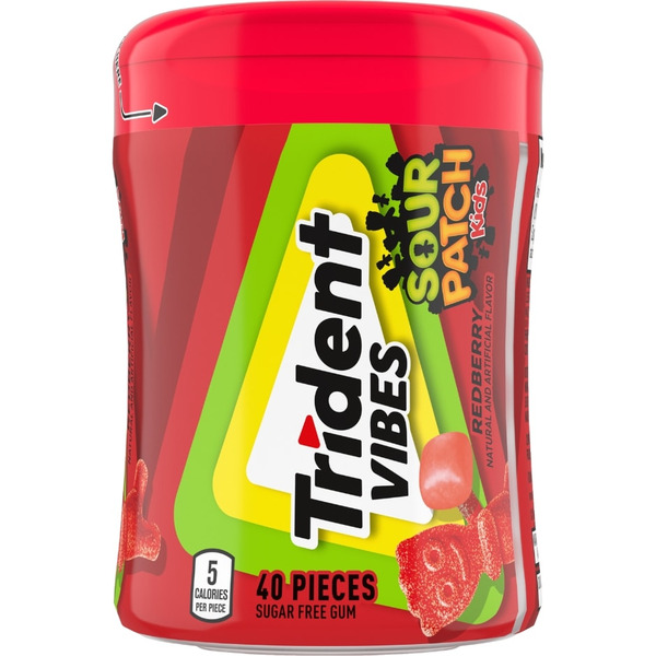 Trident Sour Patch Kids Blue Raspberry Sugar Free Gum, 40 Piece