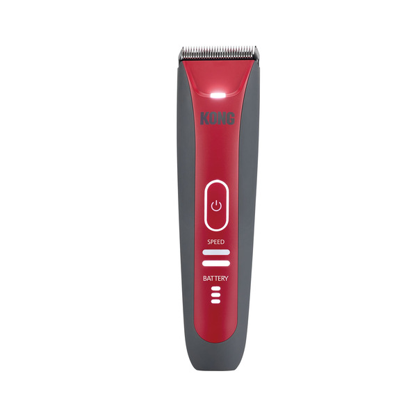 Kong 2-Speed Cordless Dog Grooming Clipper Kit, Low Vibration Motor, Includes 6 Combs – Grey/Red