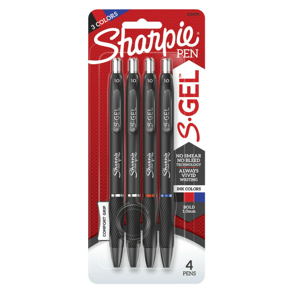 Sharpie 1.0mm Bold Point Black Barrels S Gel Pens - Assorted Ink
