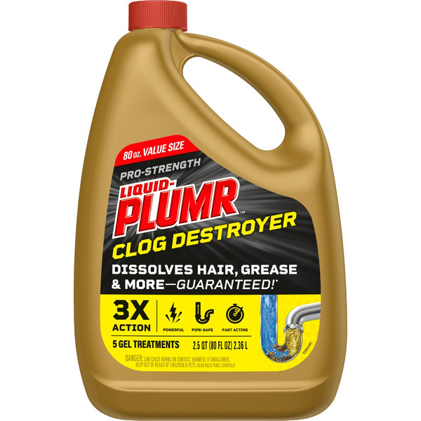Liquid-Plumr Pro-Strength Clog Destroyer, Liquid Drain Cleaner, 80 Fluid Ounces