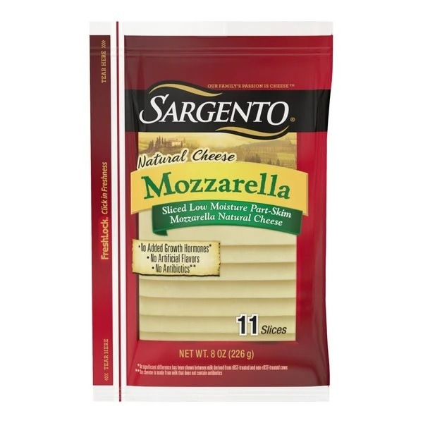 Sargento Mozzarella Sliced Cheese, 11 Slices