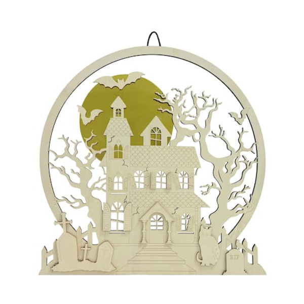 Make Market Haunted House & Full Moon DIY Wood Plaque