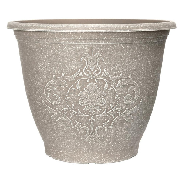 Unbranded 14 In. Nestore 4 Gal. Powdered Warm Grey Recycled Plastic Round Planter (14 In. D X 10.59 In. H)