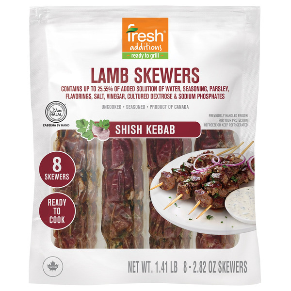 Fresh Additions Halal Lamb Skewers, 2.82 oz, 8-count