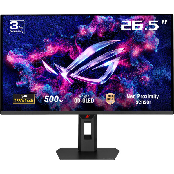 ASUS ROG Strix 2K OLED 500Hz 0.03ms Gaming Monitor With G-SYNC, FreeSync & HDR - Black