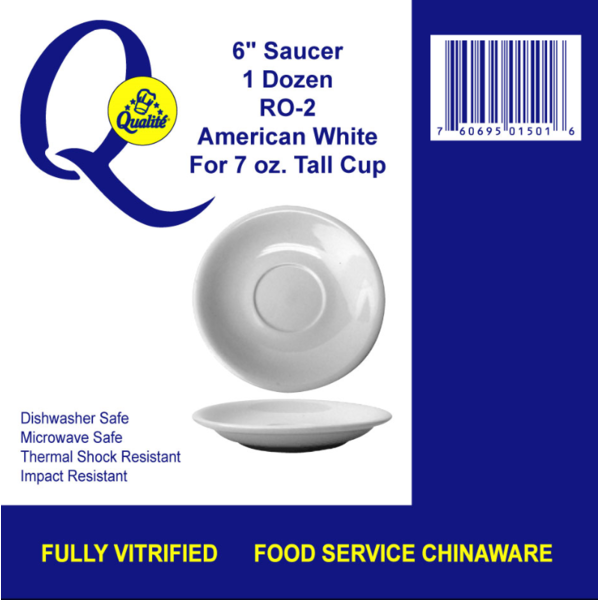 Qualite - 6" White Saucer for 7 oz Tall Cup - 1 Dz