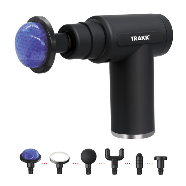 TRAKK Compact Hot Cold Massage Gun- Multiple Modes and Speeds-6 Heads Battery Handheld massager