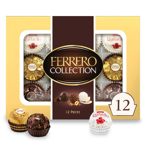 Ferrero Collection Gourmet Gift Box, 12 Assorted Chocolate with Dark Chocolate, Coconut, and Milk Chocolate, 4.6 oz