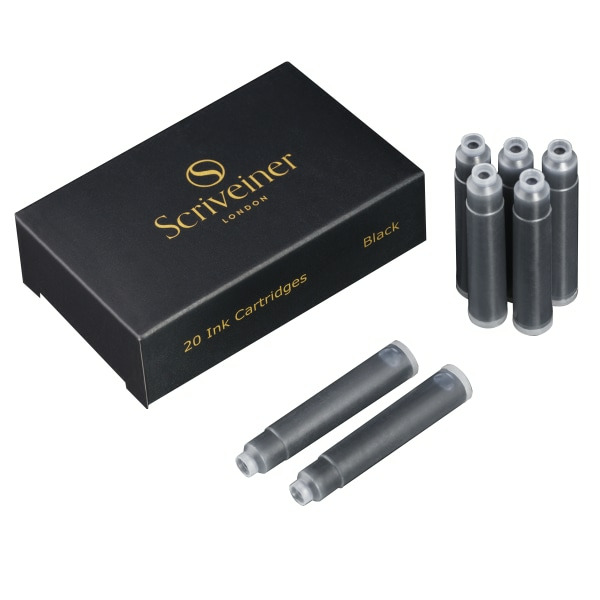 Scriveiner Medium Point Fountain Pen Ink Cartridges - Black