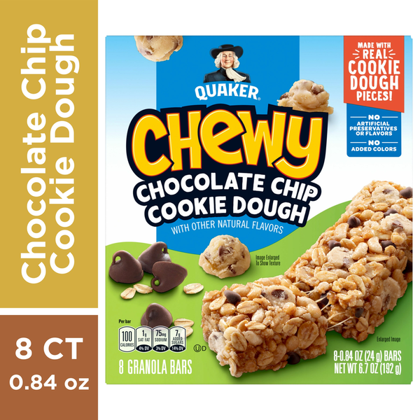 Quaker Granola Bars, Chocolate Chip Cookie Dough, Chewy Same-Day