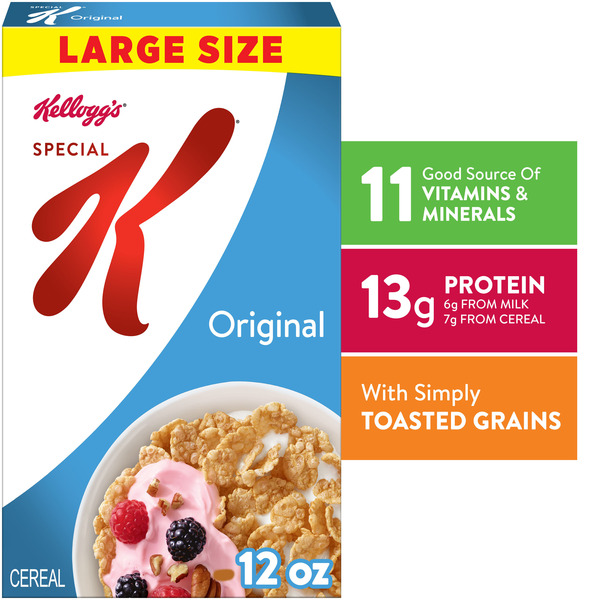 Kellogg’s Special K Breakfast Cereal, Family Breakfast, Fiber Cereal, Large Size, Original, Box (1 Box)