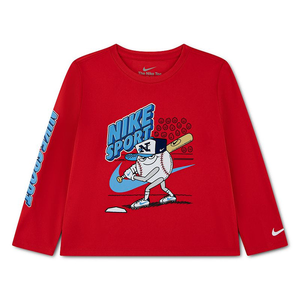 Nike Boys' Dri-FIT Long Sleeve Graphic T-shirt, 4 Toddler - Red