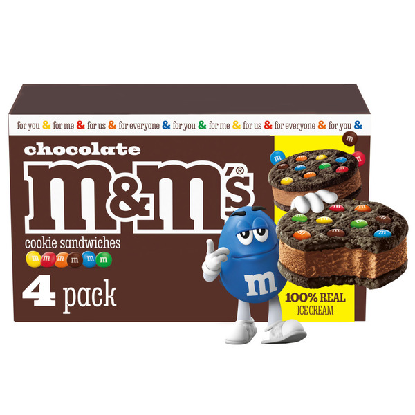 M&M's Chocolate Reduced Fat Ice Cream Dessert Cookie Ice Cream Sandwiches