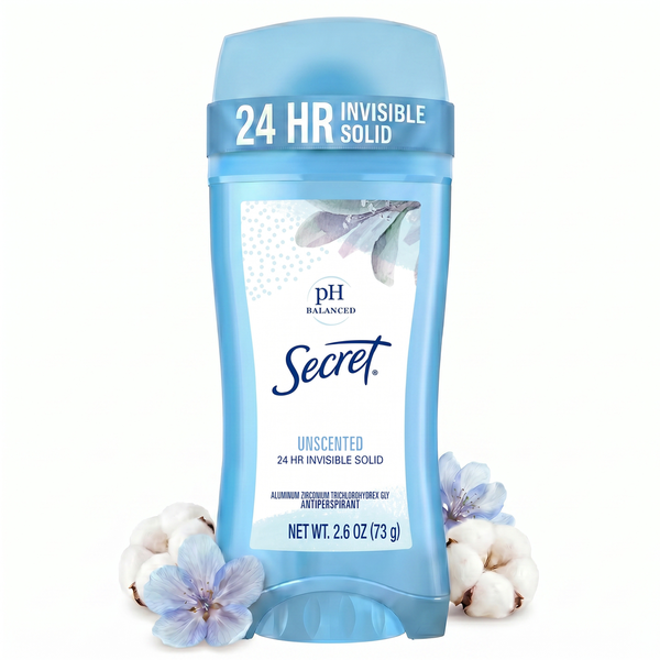 Secret Unscented 24HR Invisible 無香料12本 Secret Unscented Invisible Solid Antiperspirant and Deodorant Same