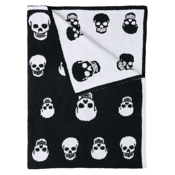 The Halloween Collection Ultra Cozy Knit Throw (Ha, Black Skulls