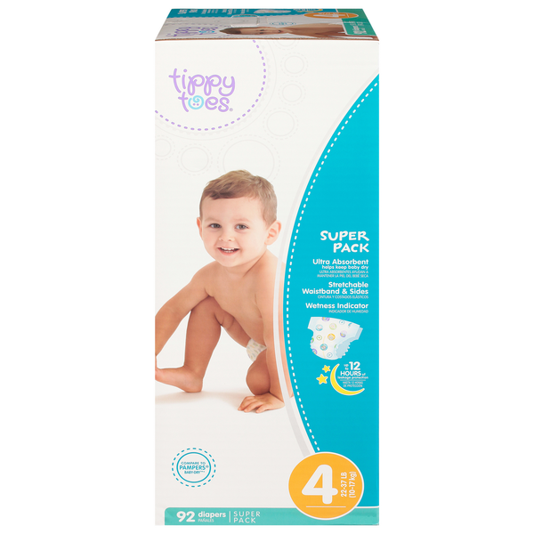 Tippy Toes Diapers, 4 (23-37 lb), Super Pack Same-Day Delivery