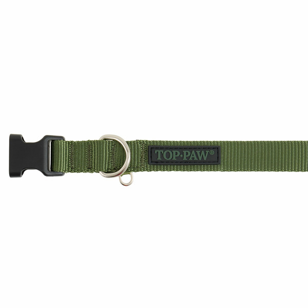 Top Paw Adjustable Dog Collar, Medium - Olive