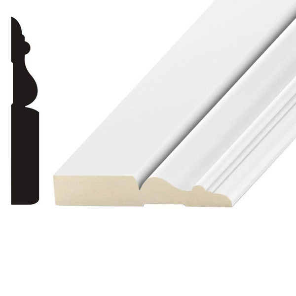 Builder's Choice 329 5/8 In. X 3−22/25 In. Primed Mdf Baseboard Moulding (sold By Linear Foot)