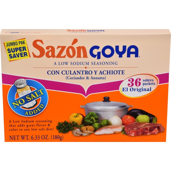 Goya Sazón Seasoning with Coriander & Annatto, No Salt Added (6.33 oz