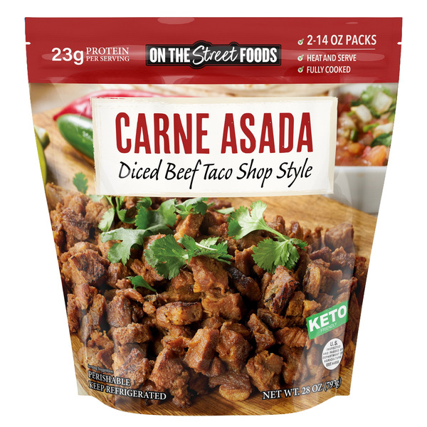 On The Street Foods Beef Taco Style Carne Asada, 28 oz