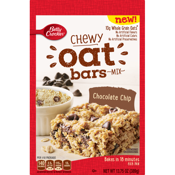 Betty Crocker Chocolate Chip Chewy Oat Bar Mix (13.75 oz) Instacart