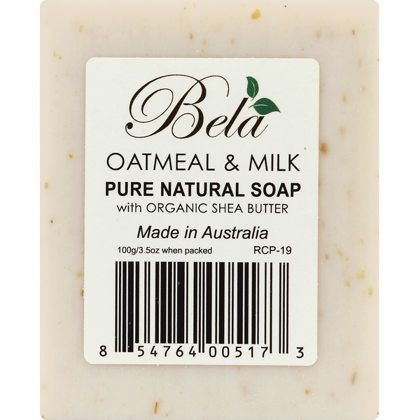 BELA Soap, Pure Natural, with Organic Shea Butter, Oatmeal & Milk