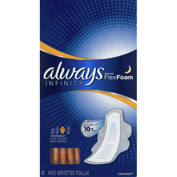 Always Overnight Sanitary Pads with Wings (28 ct) from CVS Pharmacy