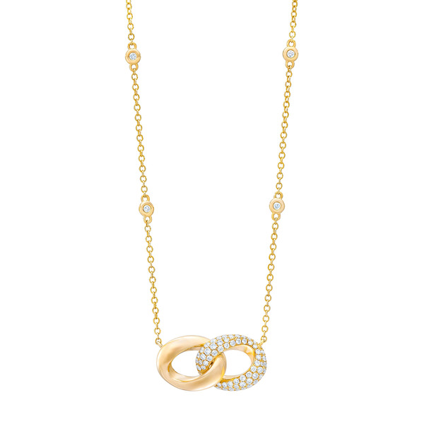 Round Brilliant Diamond Interlocking Circles Necklace, 0.40 ctw