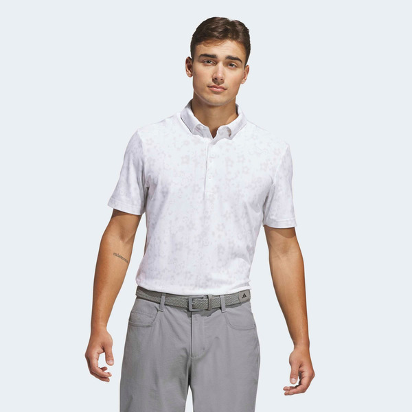 adidas Men's Ultimate365+ CLIMACOOL Butterspun Mighty Blossom Print Golf Polo, XXL - White