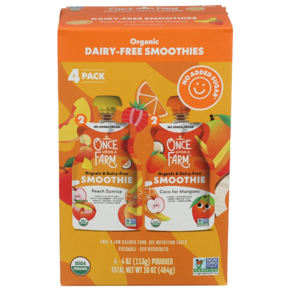 Once Upon a Farm Organic Peach & Mangoes Dairy Free Smoothies 4 Pack