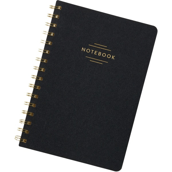 ÈCCOLO Wide Rule 192 Pages Oxford Spiral Journal, 6 x 8 in - Black & Gold Foil